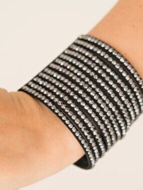 The Boss Is Back Black Urban Bling Snap Bracelet